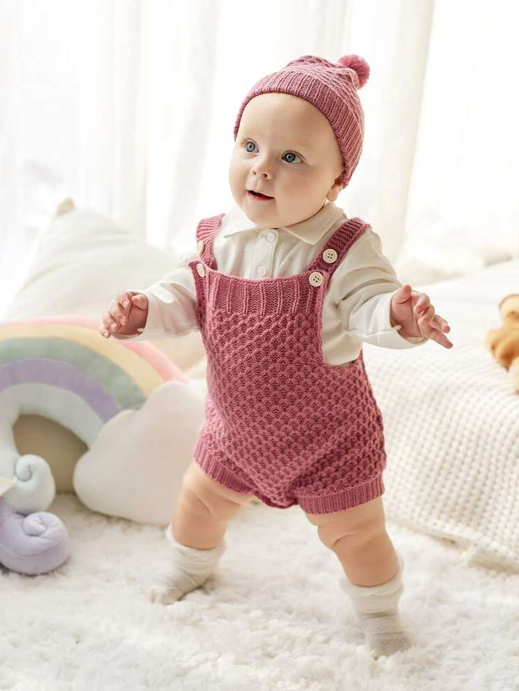 Regular Fit Plain Button Short Baby  Mom 99