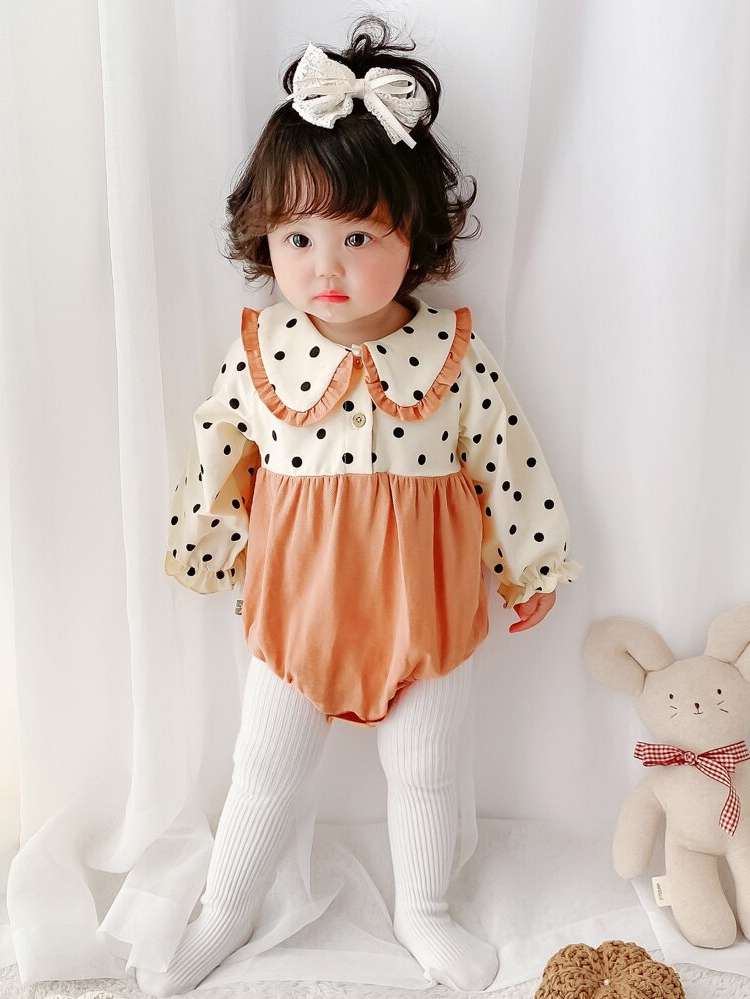 Yellow  Peter Pan Collar Baby Clothing 8773