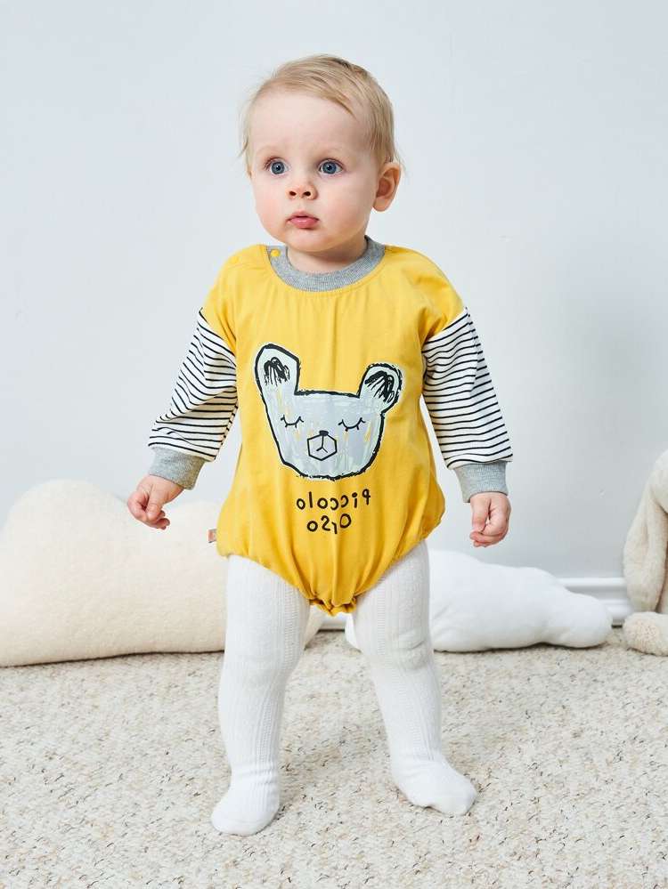 Cartoon Button Round Neck Baby Clothing 9353