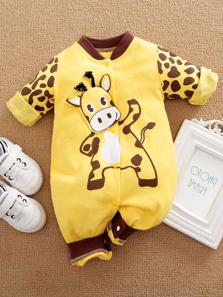 Cartoon Button Front Cute Baby Clothing 3098