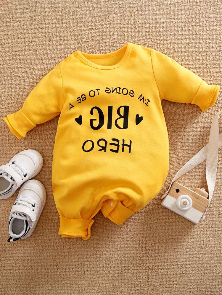 Long Slogan Long Sleeve Baby Onesies 5767