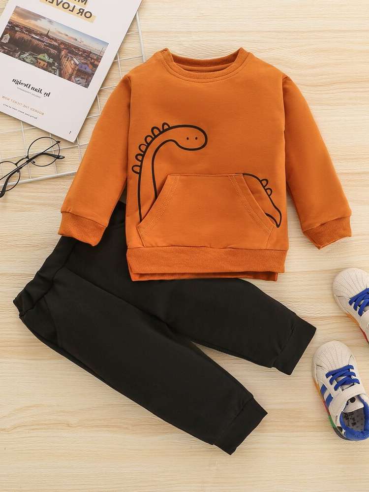 Round Neck  Dinosaur Baby Clothing 7102