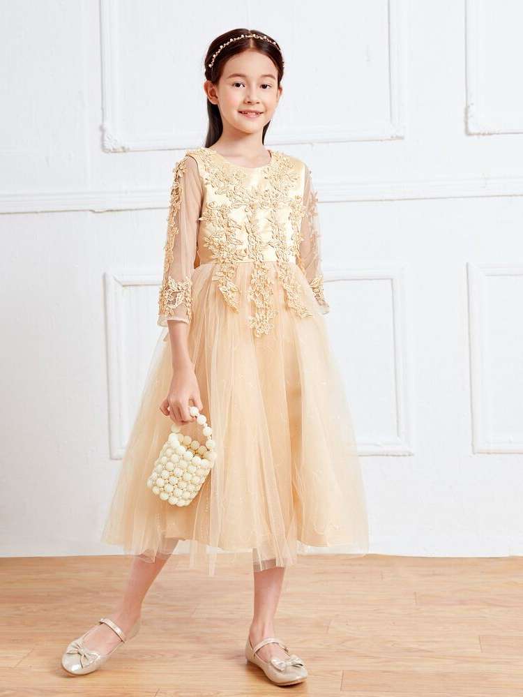  Round Neck Long Pearls Kids Clothing 744