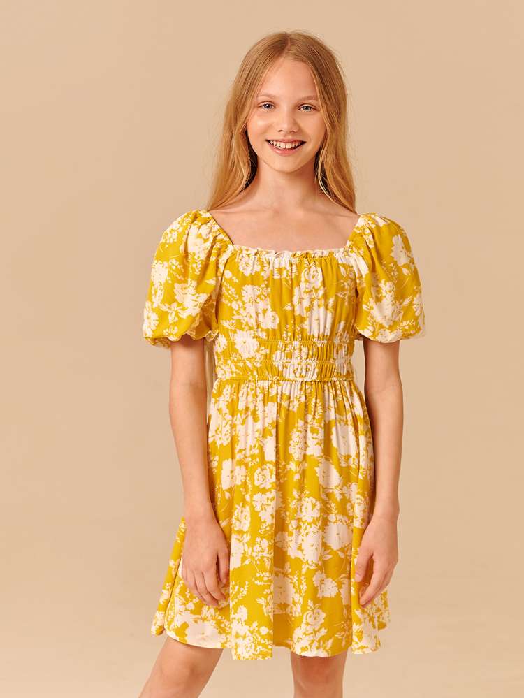  Floral Ruched Boho Kids Clothing 570