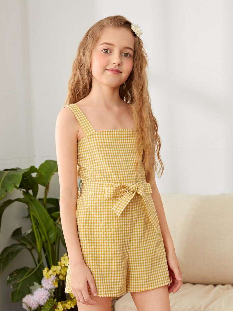 Yellow Sleeveless Boho Straps Girls Jumpsuits 2732