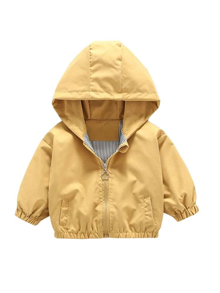 Yellow Hooded Patched Regular Kids Clothing 5096