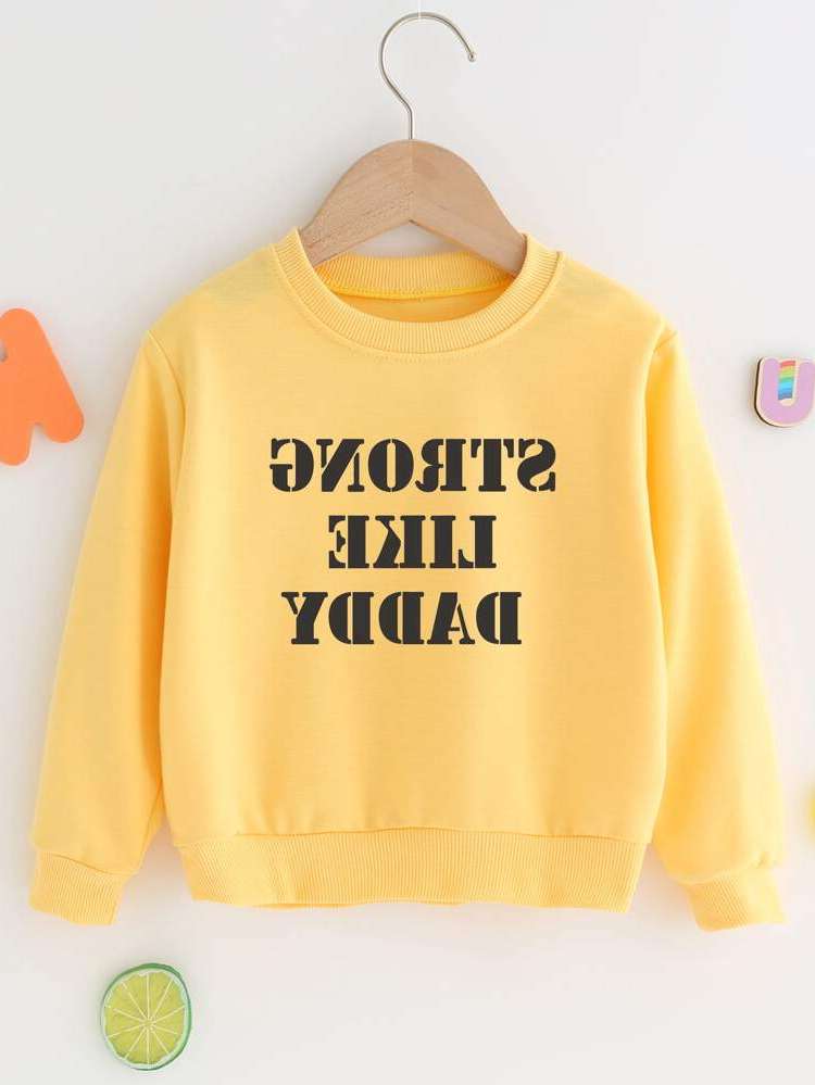 Yellow Regular Slogan Toddler Boys Clothing 817