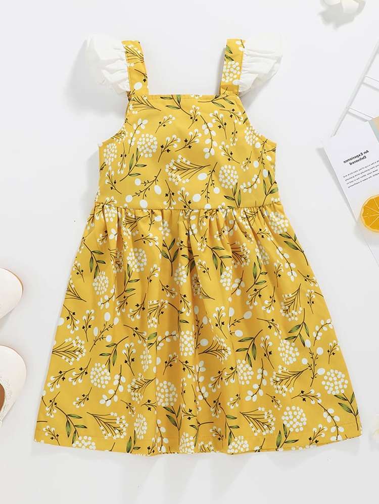 Yellow Boho Straps Short Kids Clothing 6956