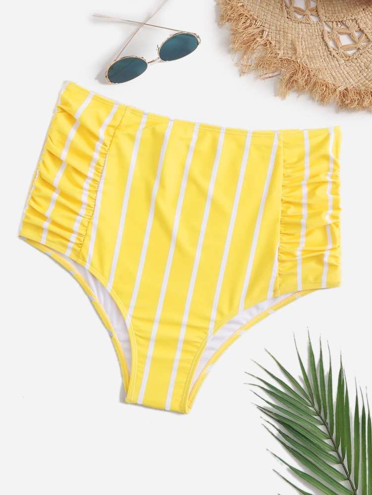  Ruched Yellow Plus Size Bikini Bottoms 7366