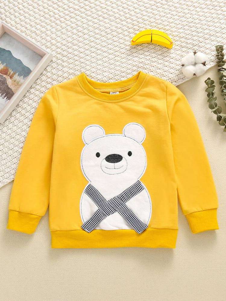 Regular Long Sleeve Regular Fit Yellow Toddler Girl Sweatshirts 563