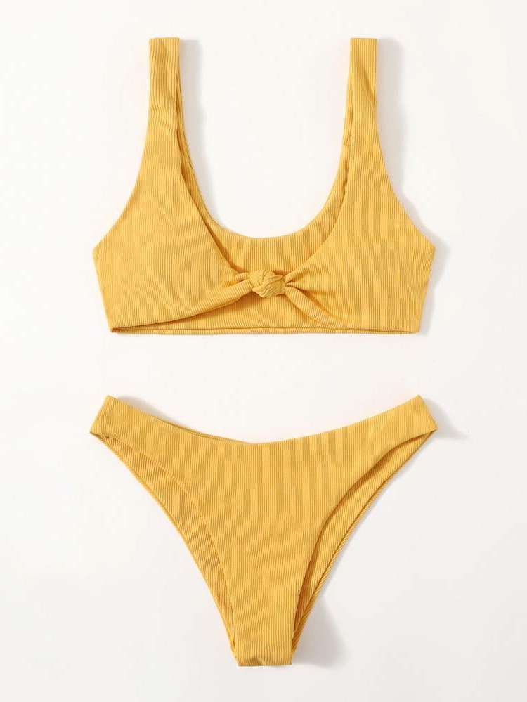 Plain  Yellow Women Beachwear 9585