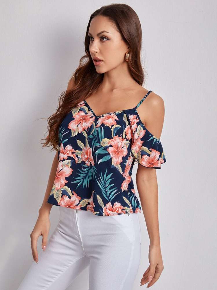 Tropical Regular Yellow Women Blouses 5593